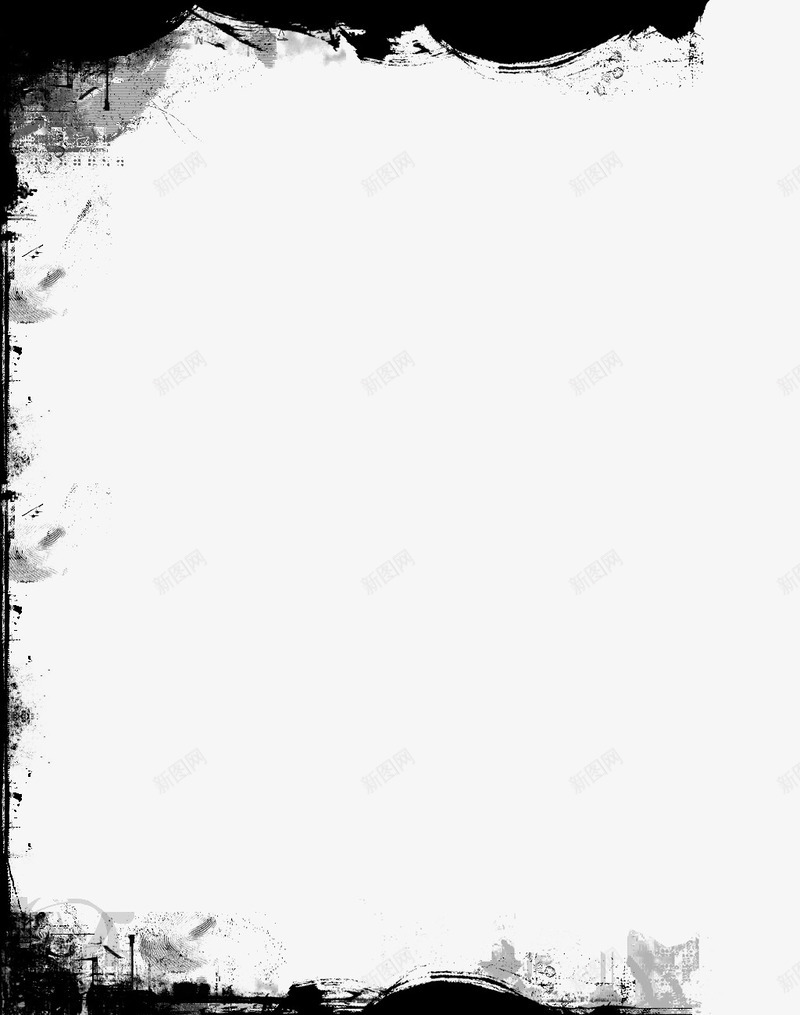 黑色中国风水墨边框png免抠素材_88icon https://88icon.com 国风 新图网 暗黑边框 水墨 边框 黑色