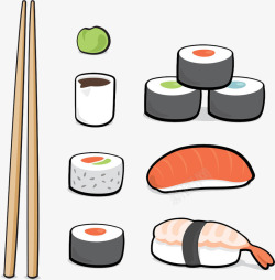 手绘日式寿司素材