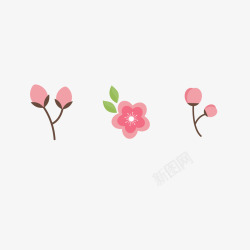 可爱粉色手绘桃花花朵素材