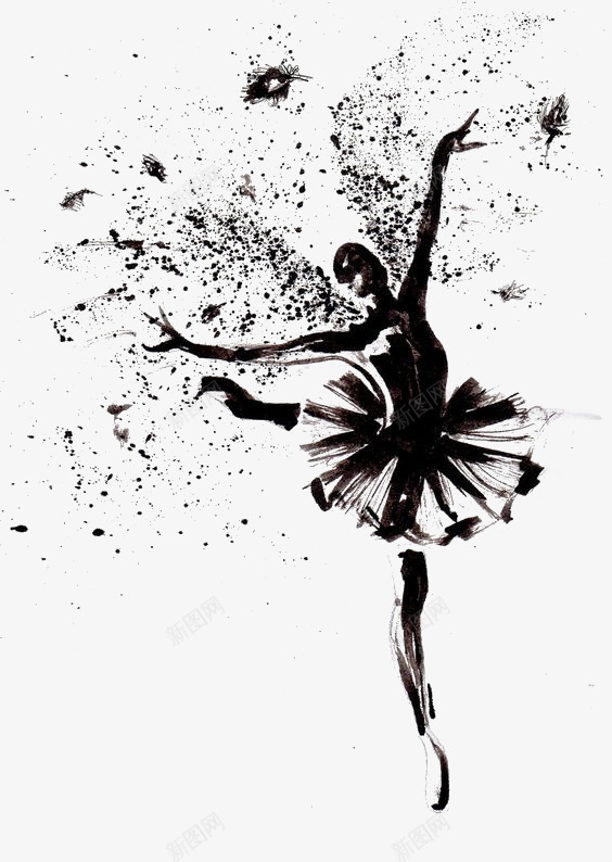 芭蕾舞png免抠素材_88icon https://88icon.com 喷溅 女孩 水彩 舞蹈 跳舞 黑色