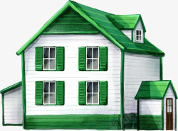 绿色房屋插画风格素材