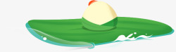 卡通浮云上的粽子礼盒卡通绿色叶子上的粽子端午高清图片