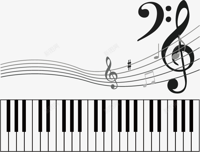 琴键和旋律png免抠素材_88icon https://88icon.com 旋律 钢琴键 音乐 黑白琴键和旋律矢量图