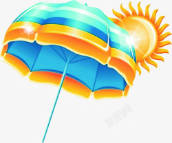 卡通夏日遮阳伞海边沙滩素材