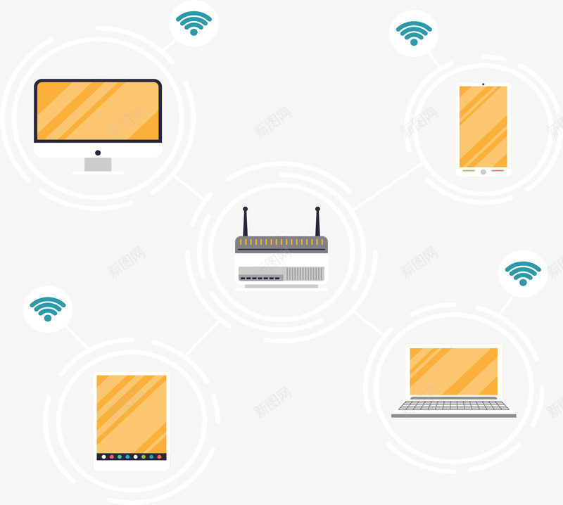 无线路由器网络png免抠素材_88icon https://88icon.com 互联网 共享网络 无线网 电子设备 矢量png 网络设备