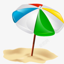 沙滩遮阳伞卡通风格素材