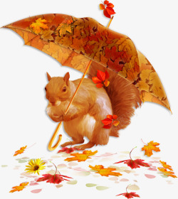松鼠打着一把伞素材