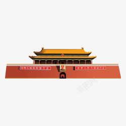 城市旅游景点北京天安门建筑旅游景点插画矢量图高清图片