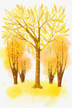 落叶的树秋天的黄色树叶插画高清图片