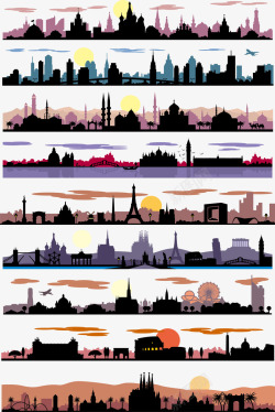 环球旅游海报环球旅游城市剪影高清图片