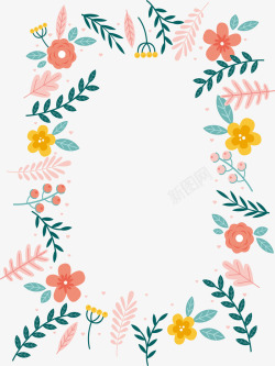 五彩花朵装饰框素材