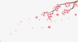 粉红花朵花枝枝头装饰素材