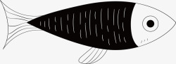 水产手绘黑色海鲜鱼类矢量图素材