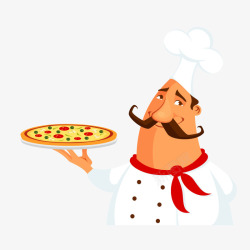 卡通披萨厨师素材