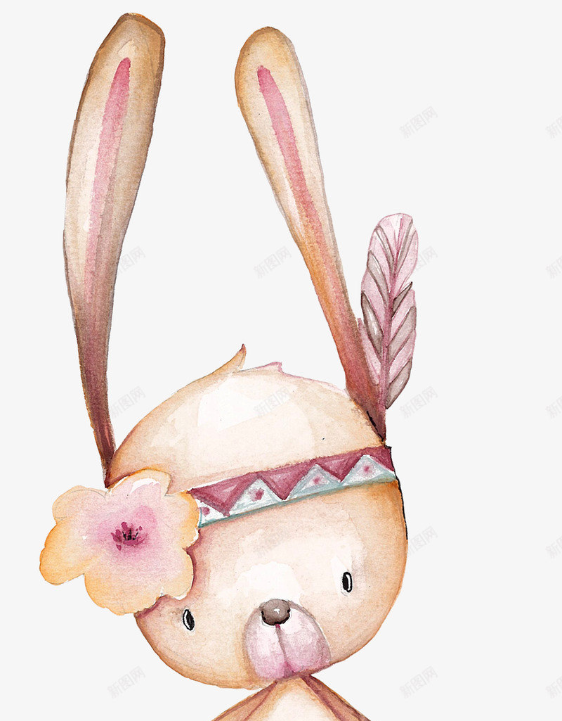 戴羽毛的兔子png免抠素材_88icon https://88icon.com 兔子 兔子简笔画 动物 可爱的 头绳 水墨 耳朵 花朵 鸡毛