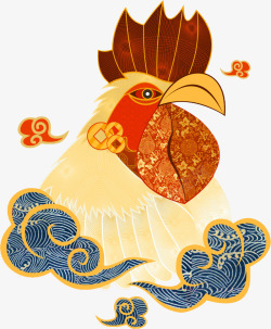 中国风卡通祥云鸡年图案素材