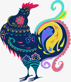 鸡年彩色图案元素素材