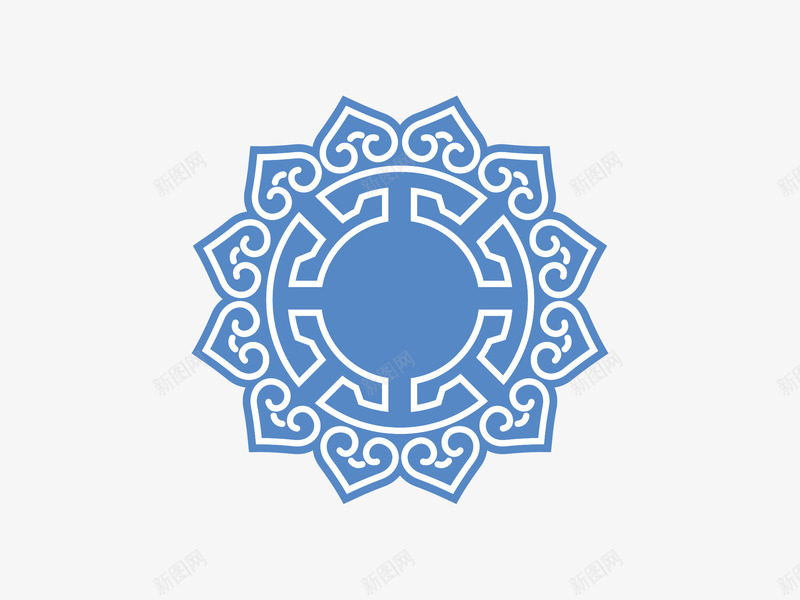 蒙古包花纹矢量图ai免抠素材_88icon https://88icon.com 圆形 矢量图 蒙古包花纹 蒙古包花纹免费下载 蒙古族花纹 蓝色 装饰花纹图案