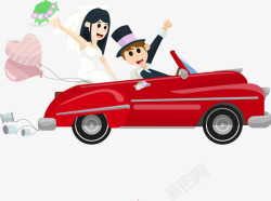 卡通结婚婚车矢量图素材