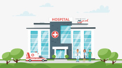 医院救护车图案医院和门口的救护车矢量图高清图片