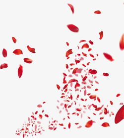 红色漂浮玫瑰花瓣装饰素材