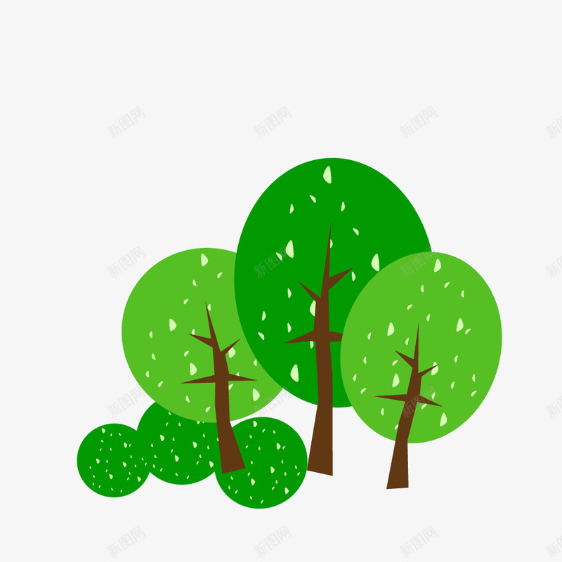 卡通树林png免抠素材_88icon https://88icon.com 小树 手绘素材 树林 绿色树木