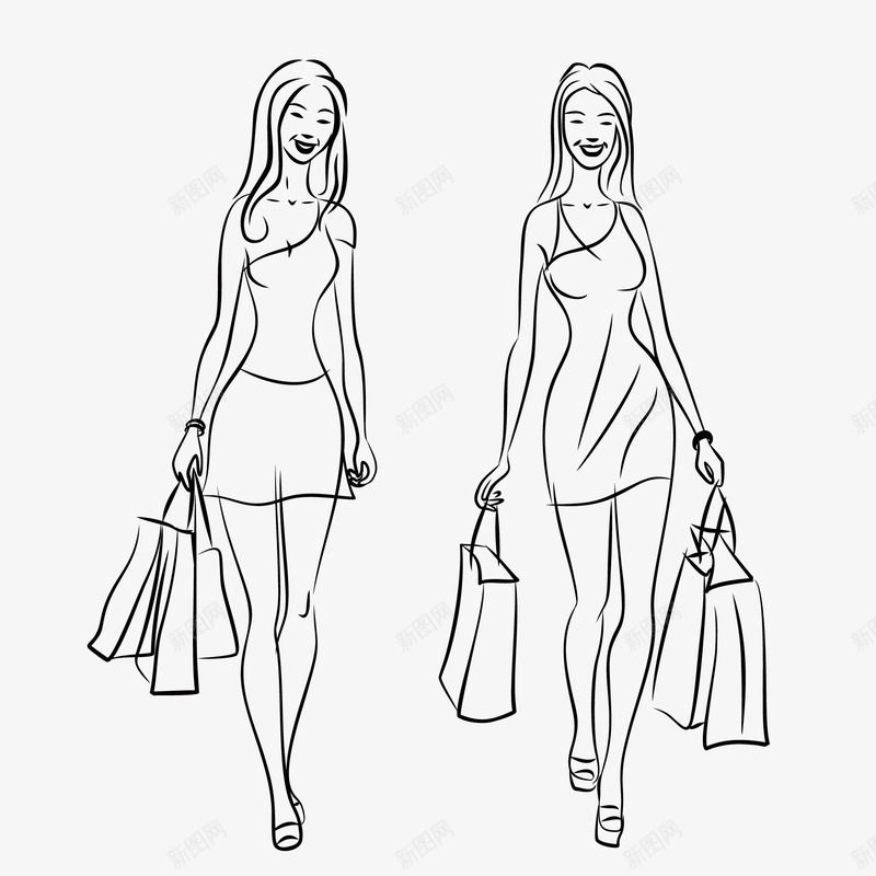 简笔购物女郎png免抠素材_88icon https://88icon.com 双十一购物 商场购物女人 妇女节购物 简笔购物女人