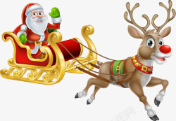 圣诞老人和麋鹿雪橇素材