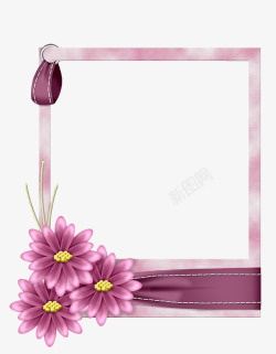 粉色花朵相框装饰素材