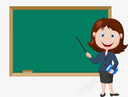 开学季卡通黑板老师与黑板高清图片