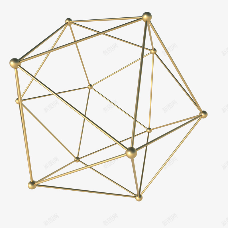 线框的金属立体几何png免抠素材_88icon https://88icon.com 3D几何 几何 框架 点线结构 空间感 立体 线条 线框 金色