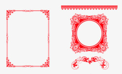 红色新年喜庆花纹边框素材