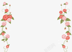 藤蔓线条红色花朵边框高清图片