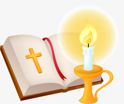 宗教书本和蜡烛素材