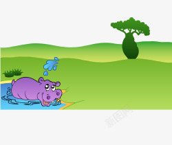 卡通一片绿色菜地野猪矢量图素材