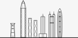 城市建筑线描素材