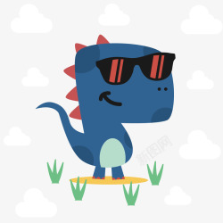 蓝色的恐龙蓝色墨镜恐龙卡通高清图片