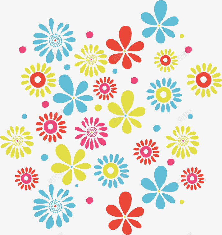 五彩太阳花背景png免抠素材_88icon https://88icon.com 太阳花 彩色 红色 背景 蓝色 黄色