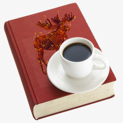 红色书本上的咖啡素材