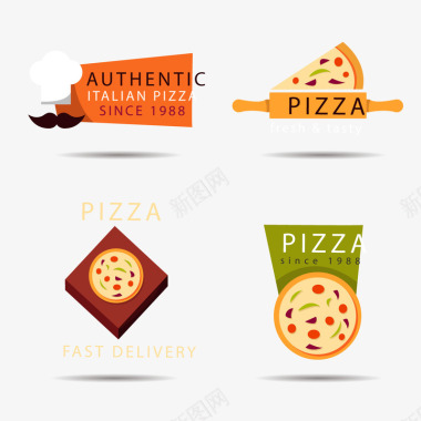 家庭披萨饼餐厅商标图标图标