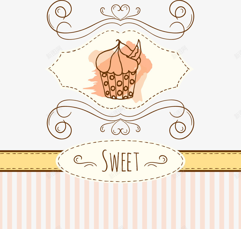 甜点蛋糕背景png免抠素材_88icon https://88icon.com 免扣png 免费png 条纹 条纹背景 水彩杯子蛋糕 甜蜜卡片
