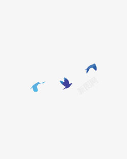 蓝色飞鸟装饰图案素材