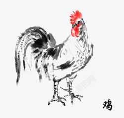 水墨画公鸡手绘大公鸡高清图片