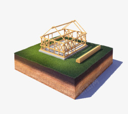 准备在草地上面建房子素材