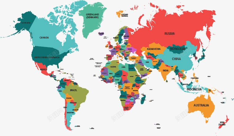 彩色世界地图png免抠素材_88icon https://88icon.com 世界地图 国家 地区 地图 大陆板块