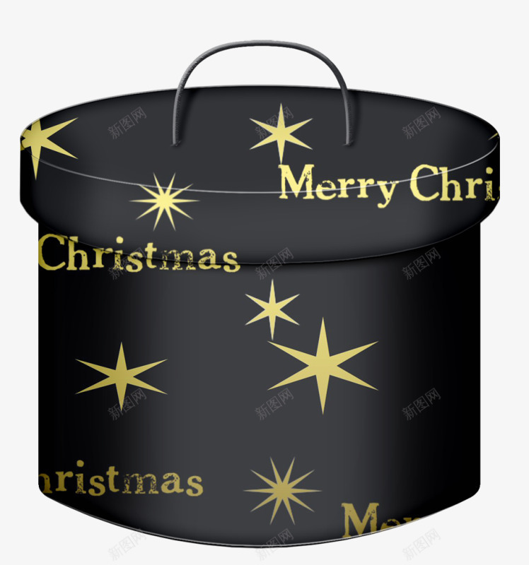 卡通手绘黑色礼物盒子png免抠素材_88icon https://88icon.com 卡通盒子 星星装饰 礼物盒子 黑色