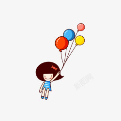 卡通小女孩和气球素材
