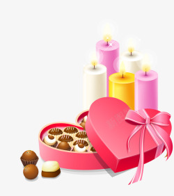粉色情人节巧克力爱心礼盒素材