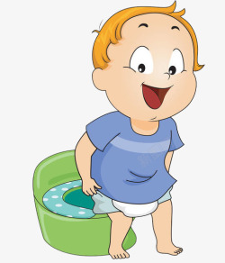 蹲厕所卡通上好大便提裤子的男孩高清图片