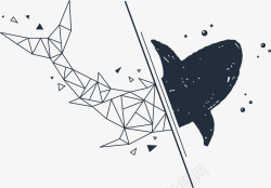 欧美ins设计鲸鱼黑白花臂图案矢量图高清图片